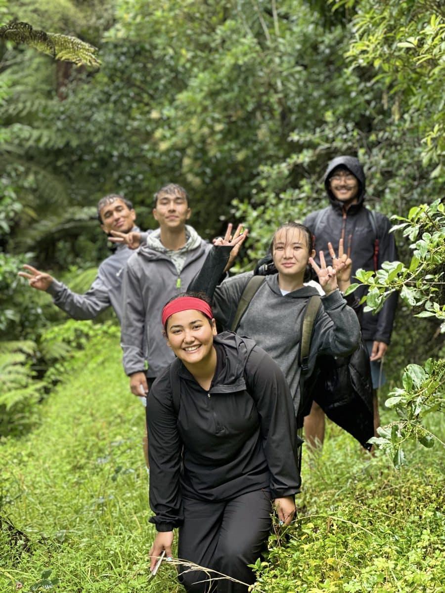 Group hike through the bush